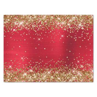 Gold Glitter Bright Red Ombre Foil Tissue Paper