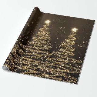 Gold Glitter Christmas Trees Holiday