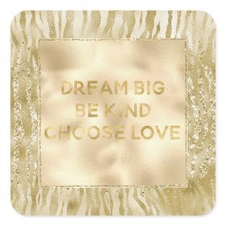 Gold Glitter Confetti Glitzy Zebra Dream   Square Sticker