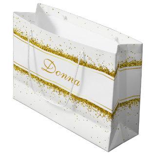 Gold Glitter Confetti Name - Large Gift Bag