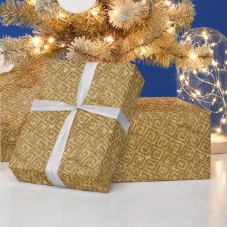 Gold Glitter Greek Key Spriral Monogram Christmas
