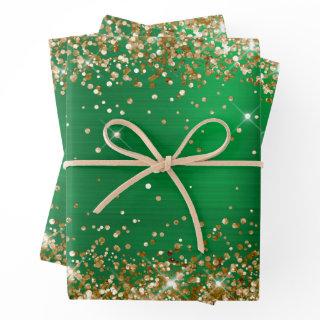Gold Glitter Green Ombre Foil Holiday  Sheets
