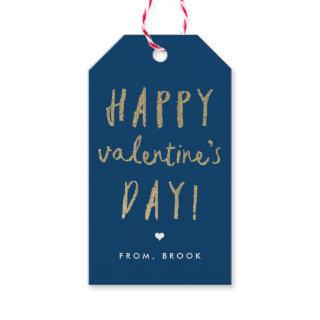 Gold Glitter Happy Valentine's Day Gift Tags