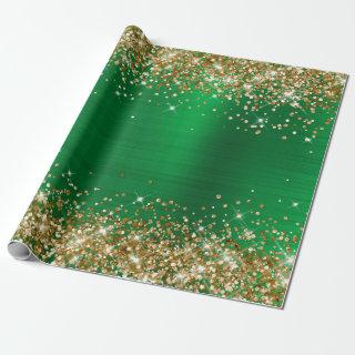 Gold Glitter Holiday Green Ombre Foil