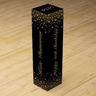 Gold glitter on black custom text wine box