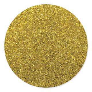 Gold Glitter Pattern Classic Round Sticker