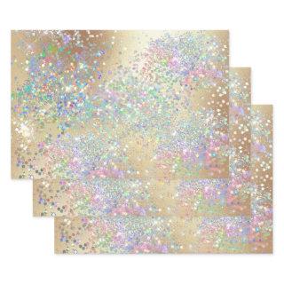 Gold glitter shimmer holographic confetti party  sheets