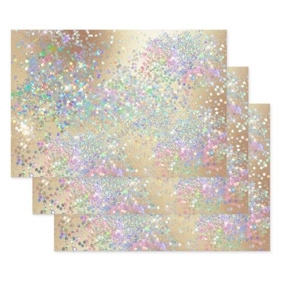 Gold glitter shimmer holographic confetti party  sheets
