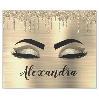 Gold Glitter Sparkle Eyelashes Monogram Name