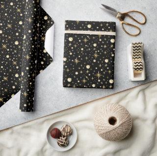 Gold glitter stars, black and gold