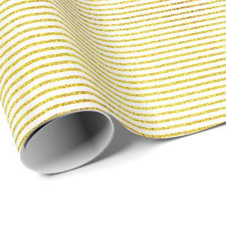 Gold Glitter White Stripe Pattern Wedding Holiday