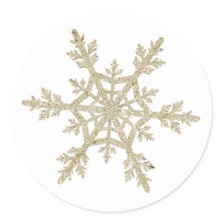 Gold Glittery Snowflake Classic Round Sticker