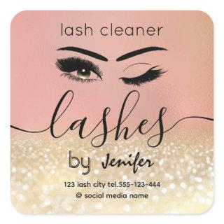 Gold glittery wink lash extension lash  square sticker
