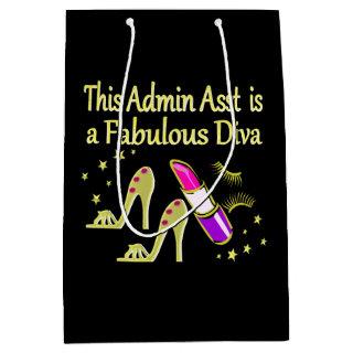 GOLD GLITZY ADMIN ASSISTANT DIVA DESIGN MEDIUM GIFT BAG