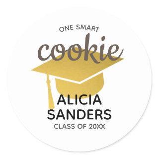 Gold Graduation Cap One Smart Cookie Graduate Classic Round Sticker