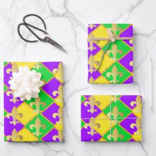 Gold Green Purple Mardi Gras Harlequin Pattern    Sheets