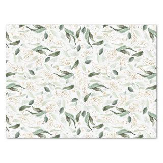 Gold Greenery Branches Elegant White Tissue Paper