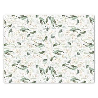 Gold Greenery Branches Elegant White Tissue Paper