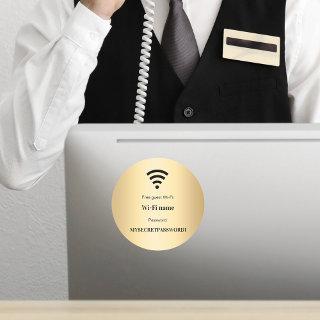 Gold guest customer wifi network password classic round sticker