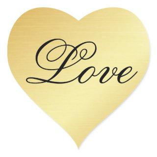 Gold Heart Sticker with Love in Fancy Text