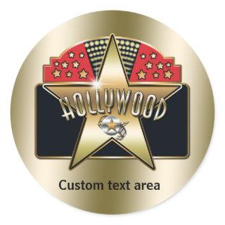 Gold Hollywood Retro Typography Star Party Sticker