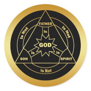 GOLD HOLY TRINITY SHIELD CLASSIC ROUND STICKER