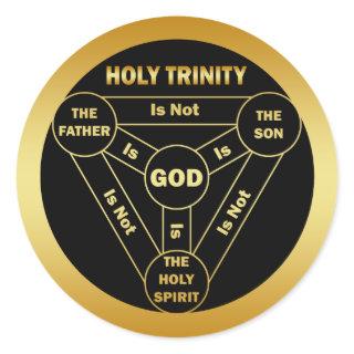 GOLD HOLY TRINITY SHIELD CLASSIC ROUND STICKER
