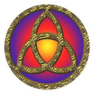 GOLD HOLY TRINITY SYMBOL CLASSIC ROUND STICKER
