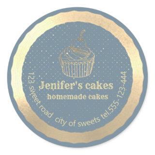 Gold Homemade cupcakes and treats packaging Classic Round Sticker