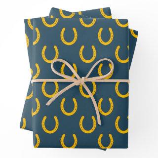 Gold Horseshoes Pattern Cowboy Good Luck Elegant  Sheets