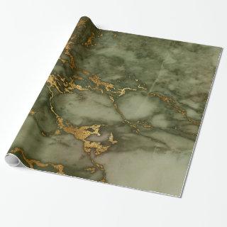 Gold Hunter Green Marble Fluid Metallic