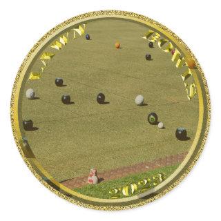 Gold Lawn Bowls 2023 Designed Coin, Round Stickers