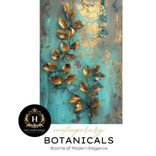 Gold Leaf and Turquoise Botanical Tissue Paper