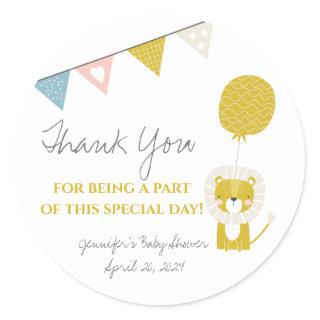 Gold Lion, Gender Neutral, Baby Shower Favor Classic Round Sticker