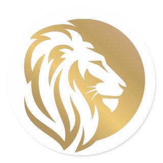 Gold Lion Logo Simple Classic Round Sticker