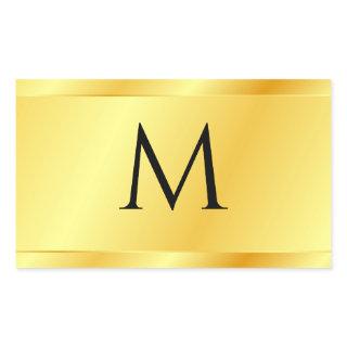 Gold Look Modern Elegant Monogrammed Template Rectangular Sticker