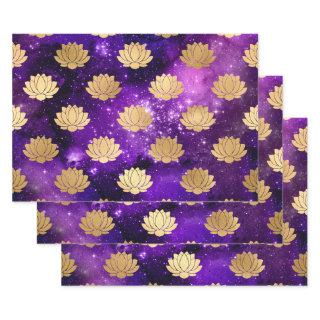 Gold Lotus on Purple Galaxy  Sheets