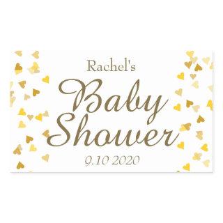 Gold Love Hearts Baby Shower / Sprinkle / Couples Rectangular Sticker