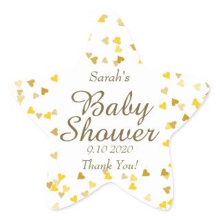 Gold Love Hearts Baby Shower / Sprinkle / Couples Star Sticker