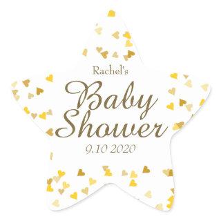 Gold Love Hearts Baby Shower / Sprinkle / Couples Star Sticker