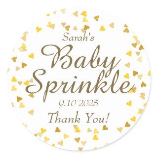 Gold Love Hearts Baby Sprinkle / Shower / Couples Classic Round Sticker