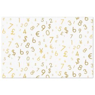 Gold Luxury Numbers & Currency Symbols Pattern Tissue Paper