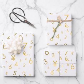 Gold Luxury Numbers & Currency Symbols Pattern  Sheets