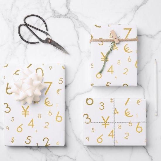Gold Luxury Numbers & Currency Symbols Pattern  Sheets