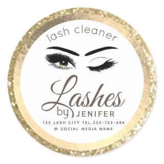 Gold luxury wink lash extension lash cleaner class classic round sticker