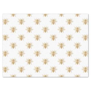 Gold Metallic Faux Foil Photo-Effect Bees on White Tissue Paper