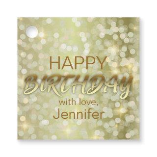 Gold Metallic Glam Soft Focus Lights Birthday Favor Tags