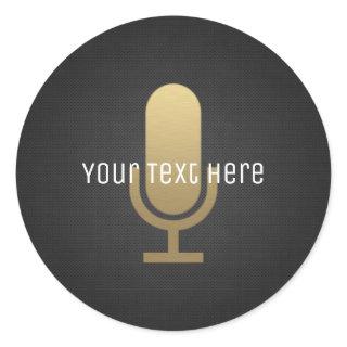 Gold Microphone Classic Round Sticker