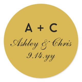 Gold Modern Personalized Wedding Reception Favor Classic Round Sticker
