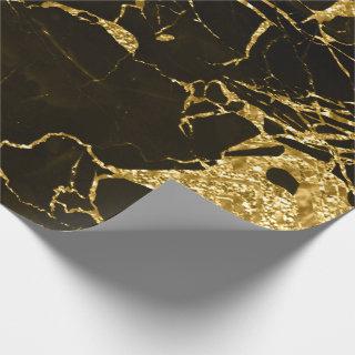 Gold Molten Abstract Metallic Black Marble